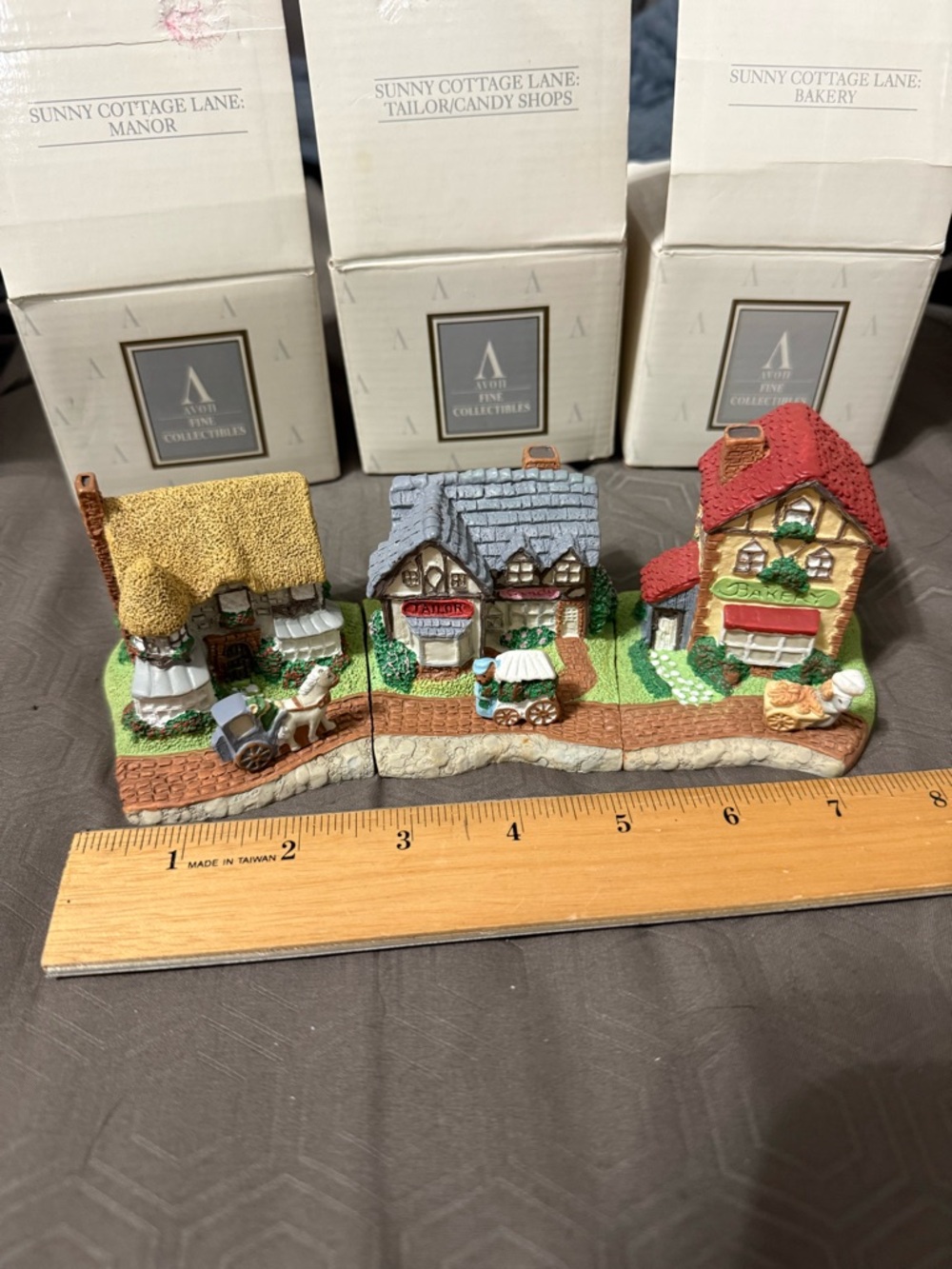 3 PCS - AVON “Sunny Cottage Lane” Figurines 1994 Vintage Collectibles